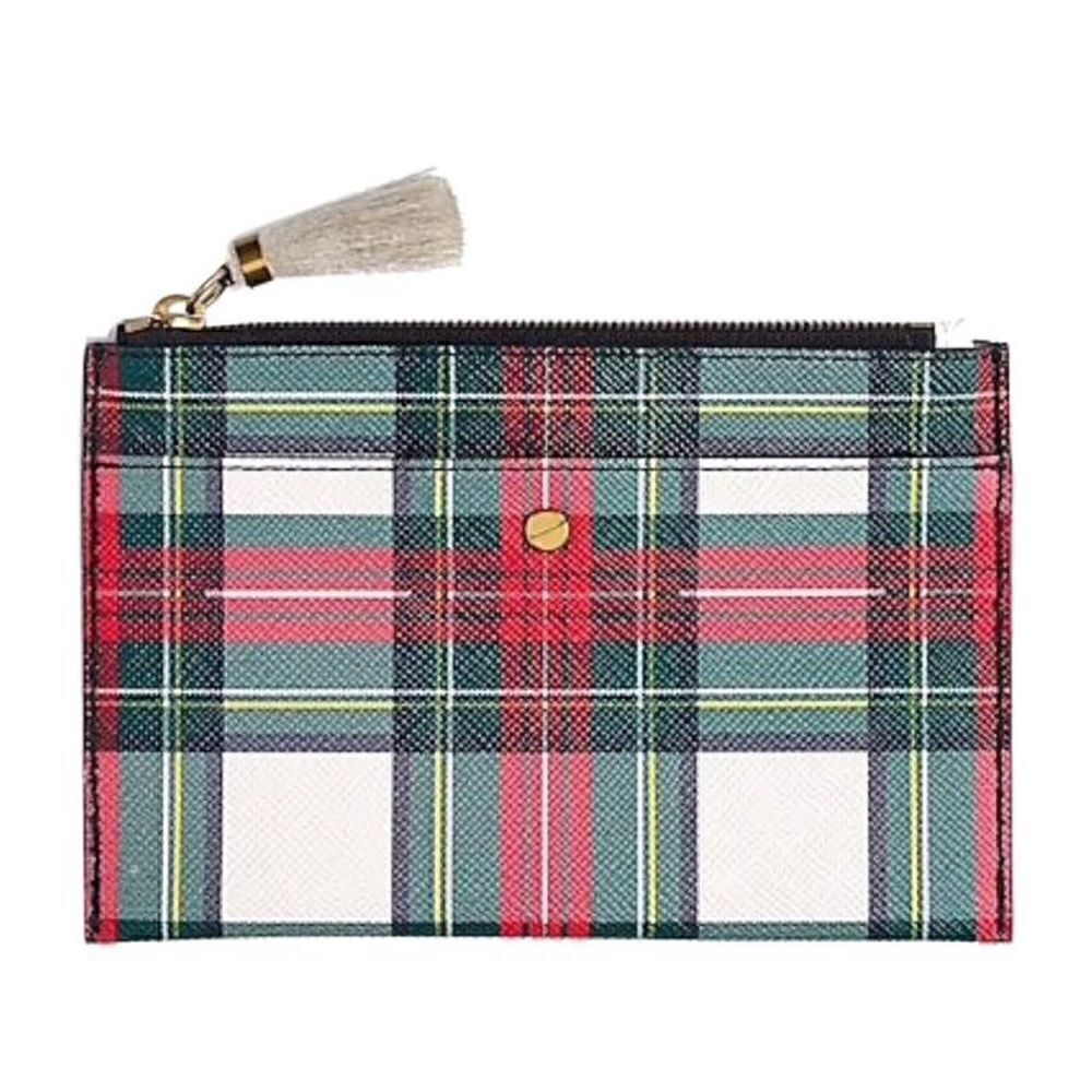 J.Crew
Medium Pouch In Tartan Red Leather Wristlet
5"L x 8"W x 1"H.   NWOT